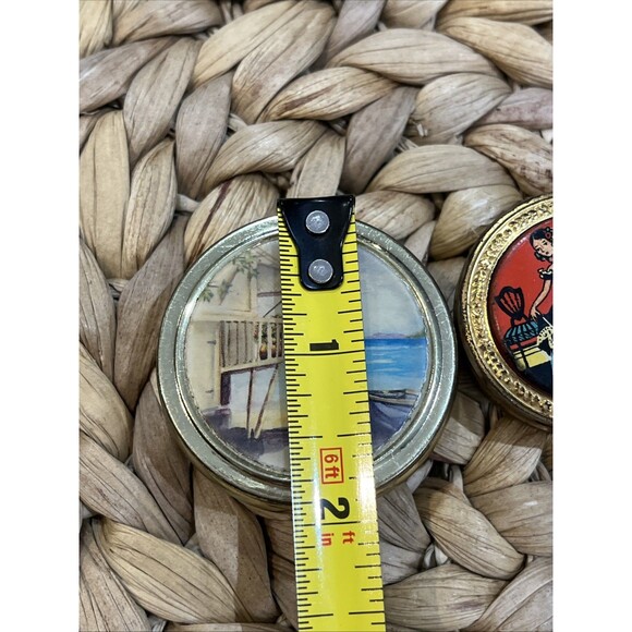 VTG Makeup & Trinket Boxes Lot Of 2 Sea Side Scene & Victorian Lady Regency - Picture 8 of 11